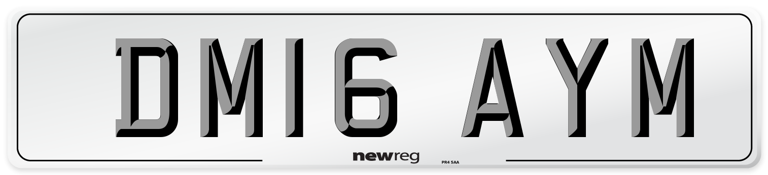 DM16 AYM Number Plate from New Reg